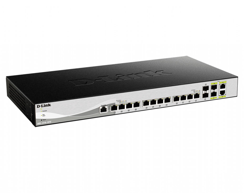 سوئیچ شبکه مدیریتی 14 پورت + 2 پورت SFP دی لینک مدل DXS-1210-16TC